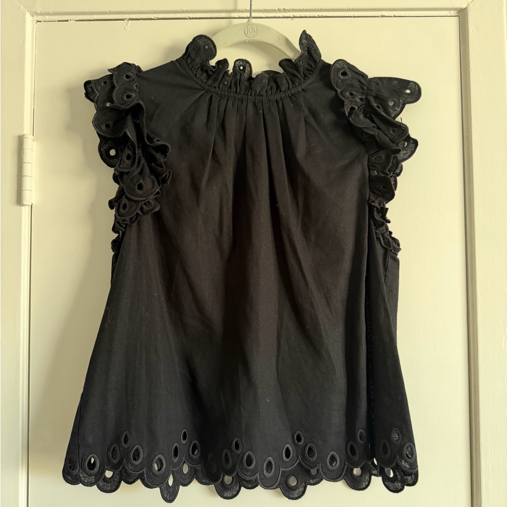 Sea New York Black Eyelet Sleeveless Top